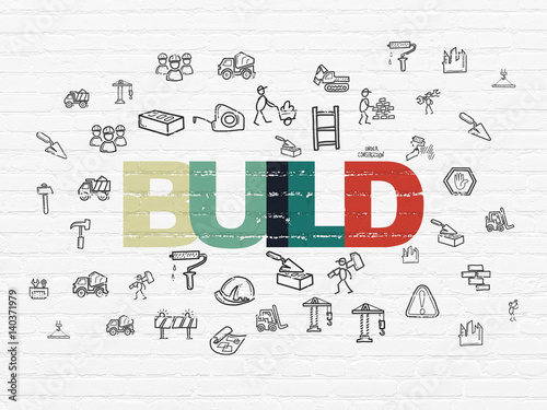 Constructing concept: Build on wall background