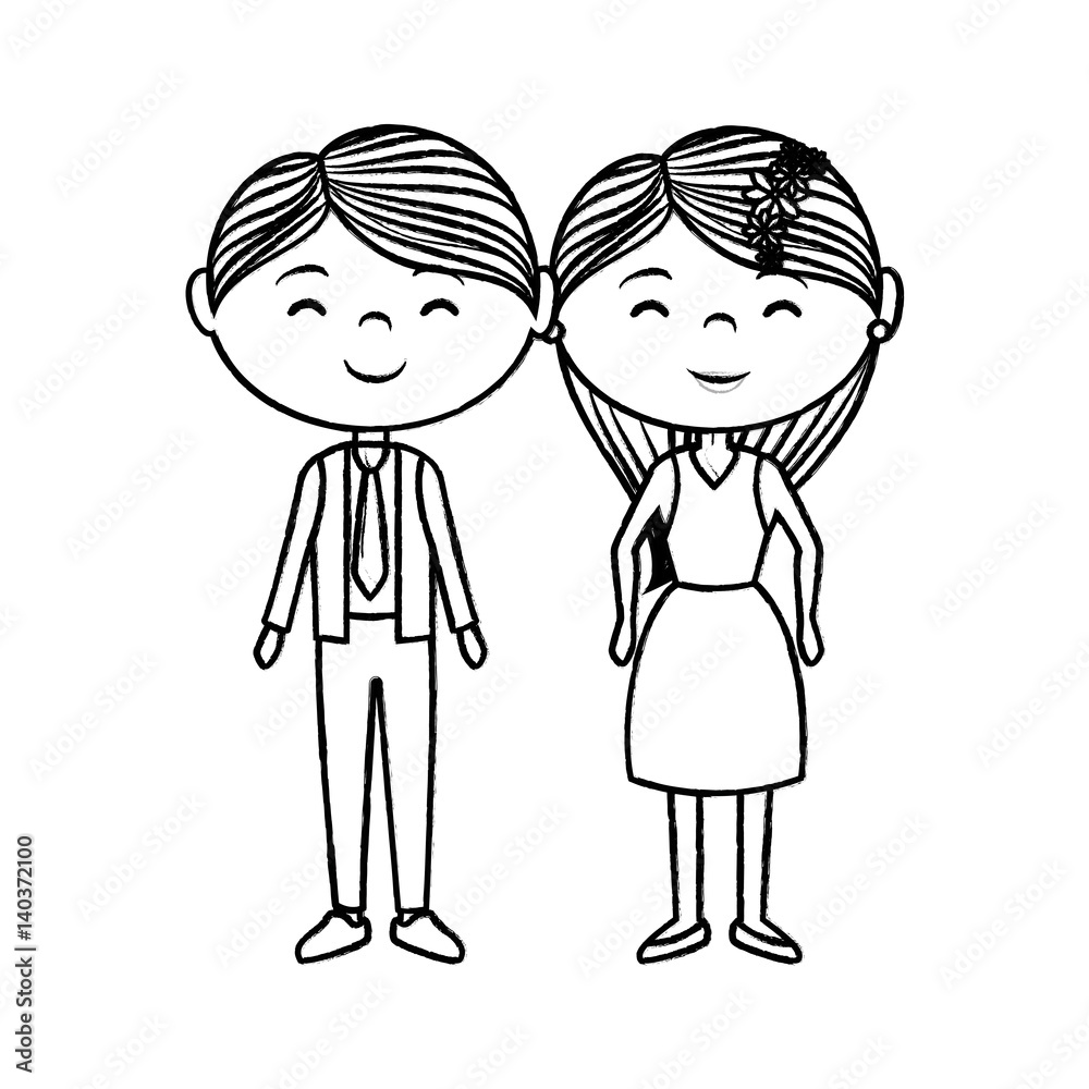 couple lovers characters icon vector illustration design