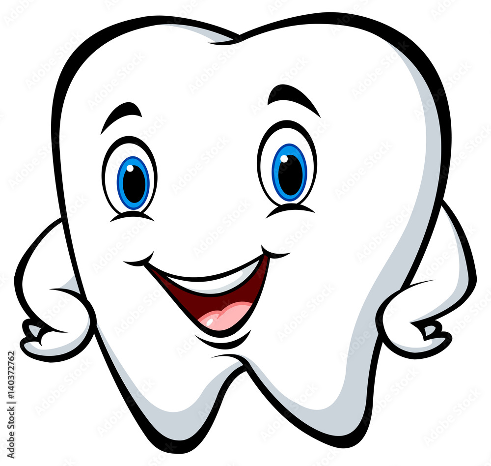 Naklejka premium Cartoon funny tooth character posing