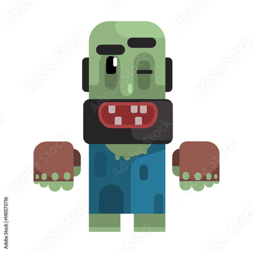 Dirty Tramp With Beard, Stained Clothes And Rotten Teeth, Revolting Homeless Person, Dreg Of Society, Pixelated Simplified Male Vagabond Character