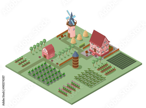 Isometric Agricultural Landscape Template
