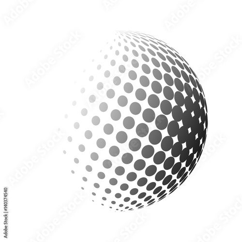 3d Vector Halftone Sphere. Vector Background. Design Elements