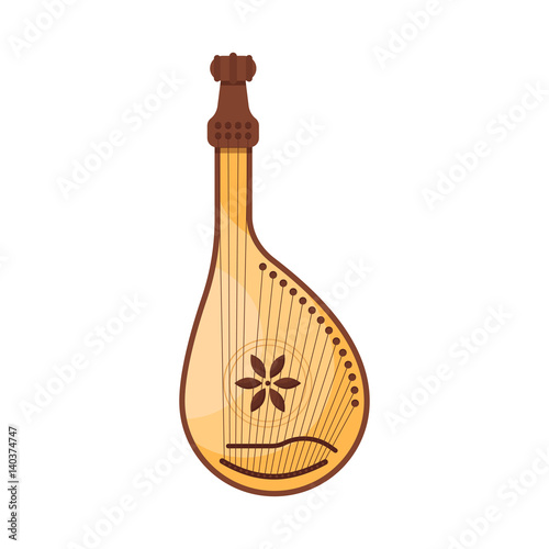 Vector flat style Ukrainian traditional musical instrument bandura.