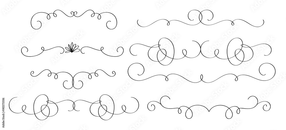 art calligraphy set of vintage decorative whorls for design. Vector illustration EPS10