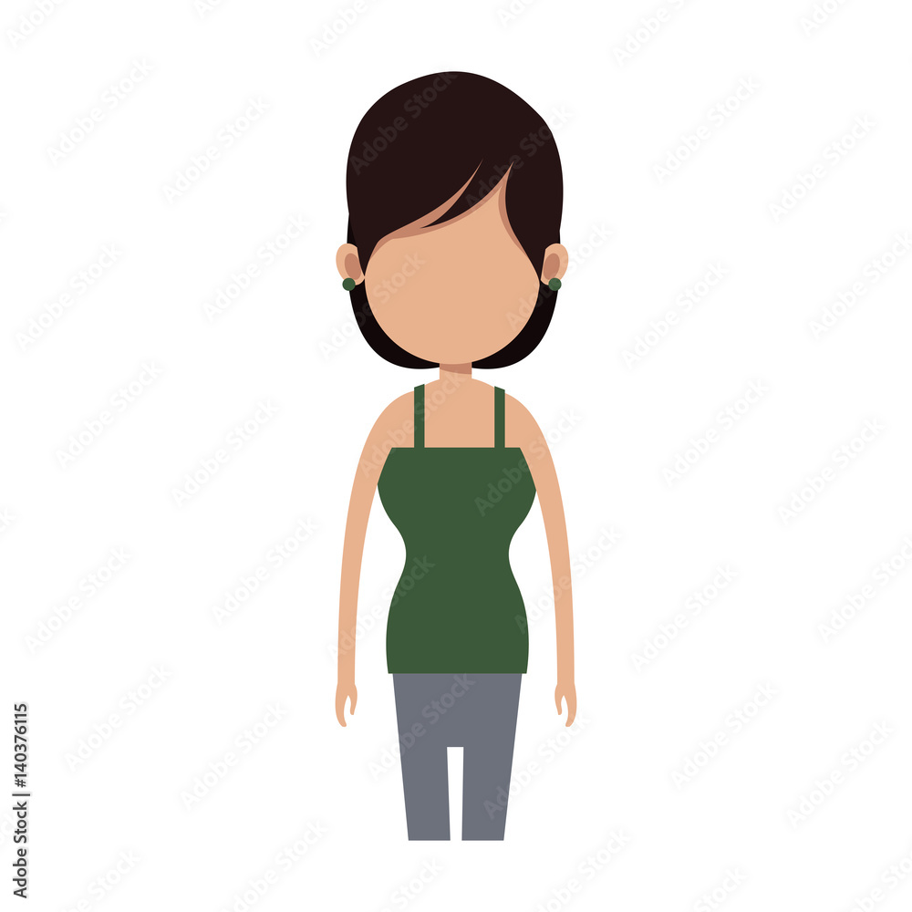 woman wearing casual clothes cartoon icon over white background. colorful design. vector illustration