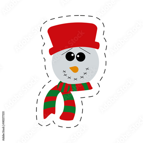 cute snowman christmas cut line vector illustraiton eps 10