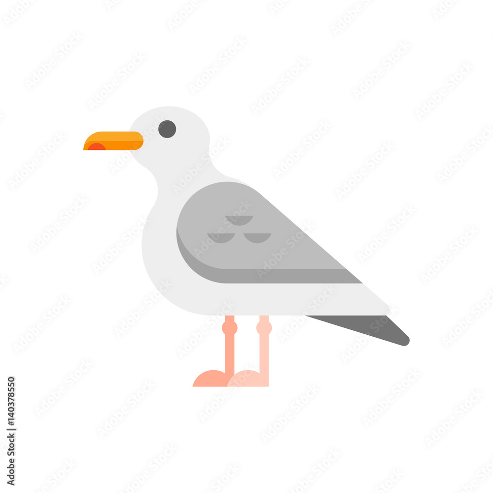 Obraz premium Vector flat style illustration of seagull.