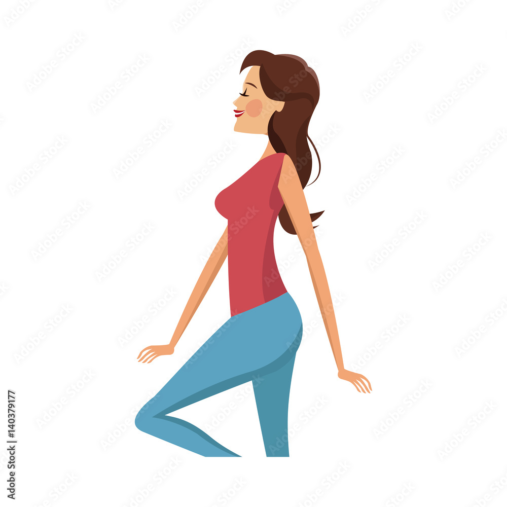 woman wearing casual clothes cartoon icon over white background. colorful design. vector illustration woman wearing casual clothes cartoon icon over white background. colorful design. vector illustration
