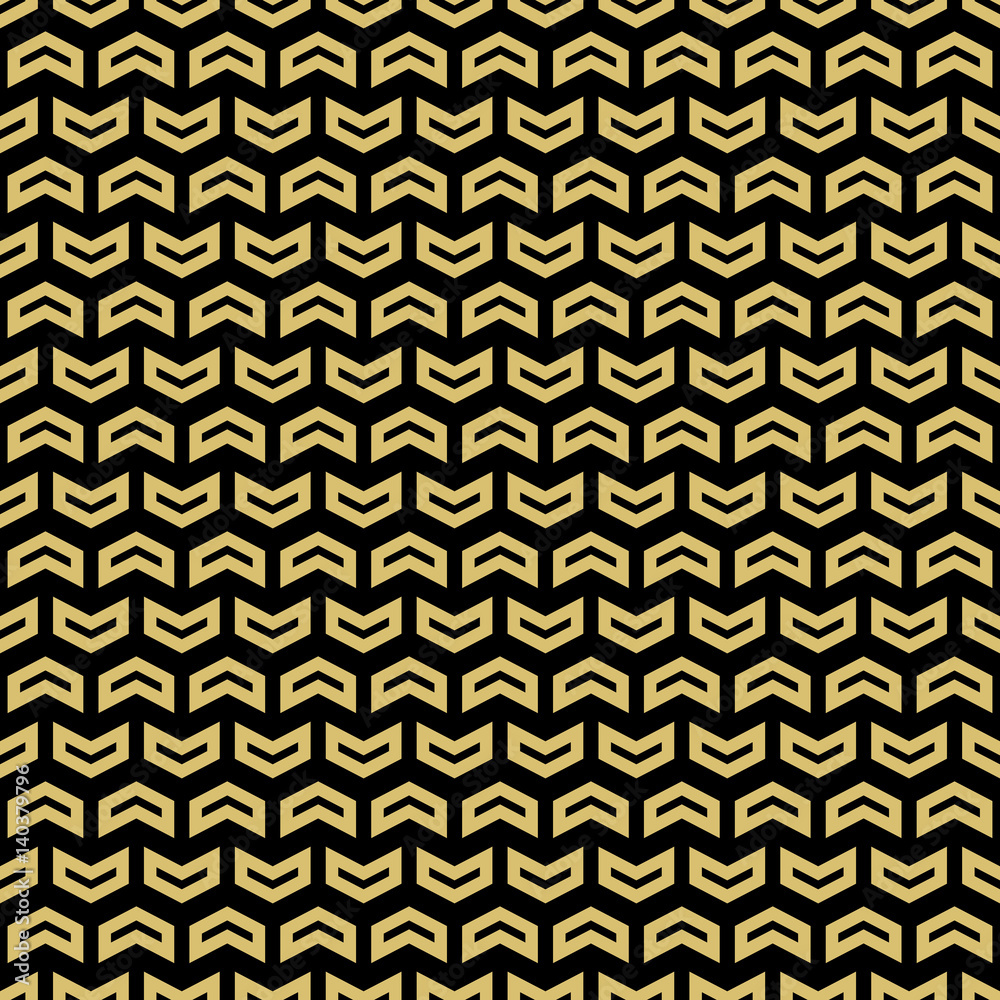 Geometric vector pattern with golden arrows. Geometric modern ornament. Seamless abstract background Geometric vector pattern with golden arrows. Geometric modern ornament. Seamless abstract background