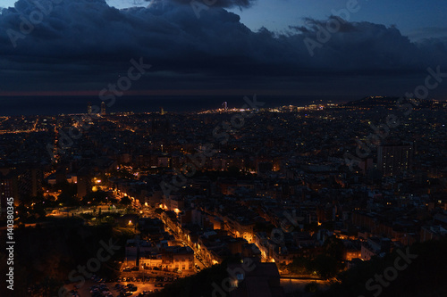 View of city from height at night