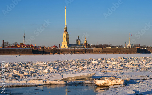 Peter and Paul Fortress in winter. St. Petersburg, Russia. photo