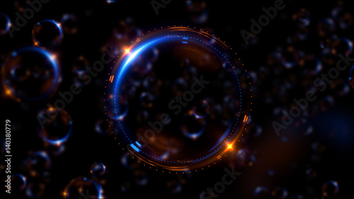 Abstract neon background. Shine swirling. Glowing spiral cover. .Bubbles elegant. Halo around. Power sparks data particle..Space tunnel. Glossy jellyfish. LED color ellipse. Glint glitter beam tech