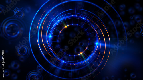 Wallpaper Mural Abstract neon background. Shine swirling. Glowing spiral cover. .Bubbles elegant. Halo around. Power sparks data particle..Space tunnel. Glossy jellyfish. LED color ellipse. Glint glitter beam tech Torontodigital.ca