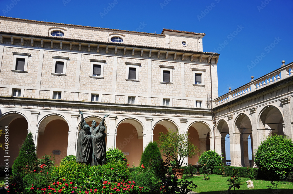 Obraz premium The inside of the Montecassino Abbey in Italy during summer day