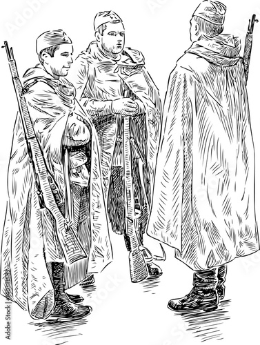 The men in the form of the soldiers of the Second World War