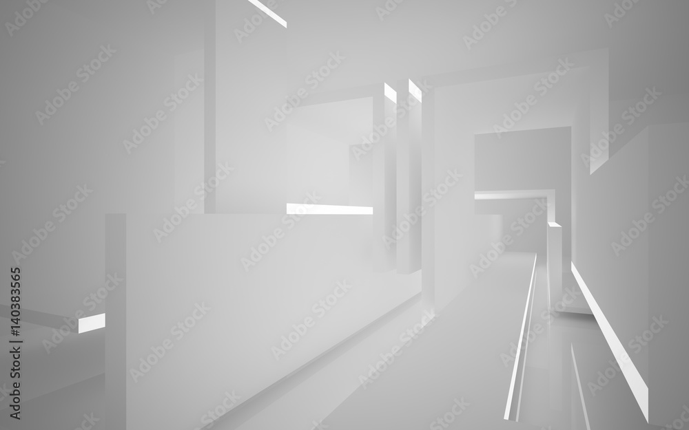 Obraz premium Empty dark abstract concrete room smooth interior. Architectural background. Night view of the illuminated. 3D illustration and rendering