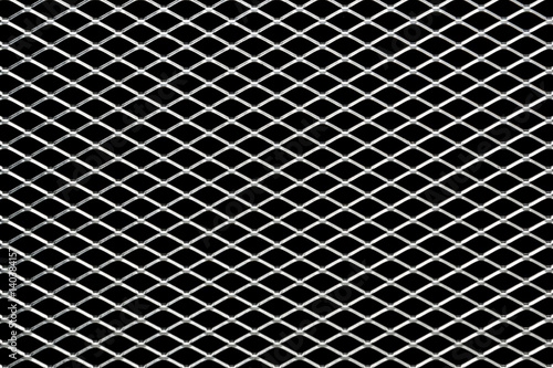 Metal mesh plating isolated against a black background