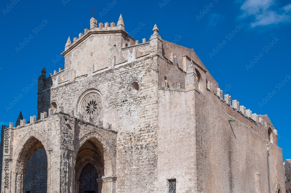 View of the Main Cathedral of Erice, province of Trapani. Sicily, Italy