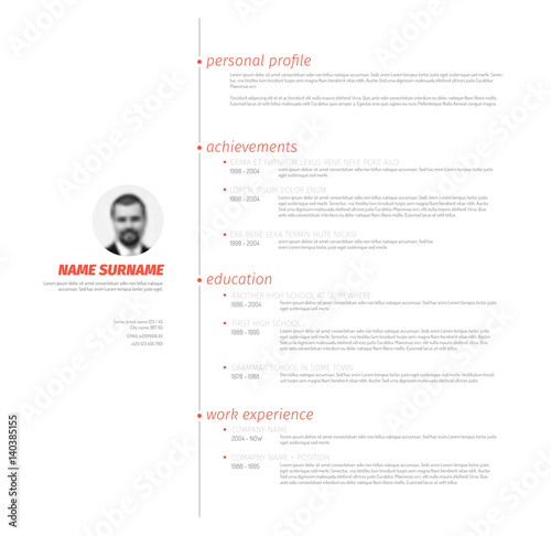 Minimalist resume cv template with nice typography