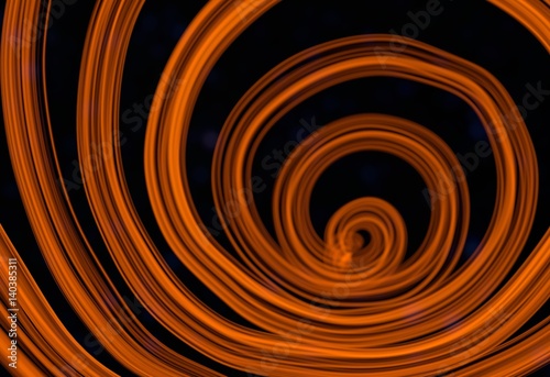 Spiral orange energy flow 3d illustration