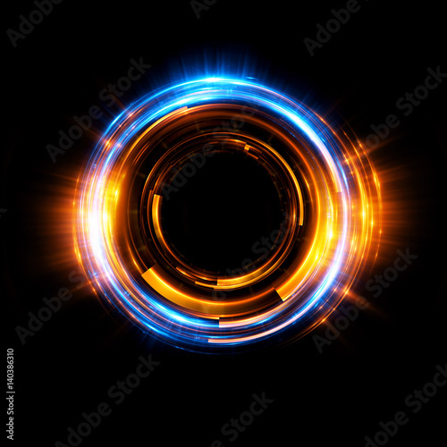 Abstract neon background. luminous swirling. Glowing spiral cover. Black elegant. Halo around. Power isolated. Sparks particle. Space tunnel. Glossy jellyfish. LED color ellipse. Glint glitter