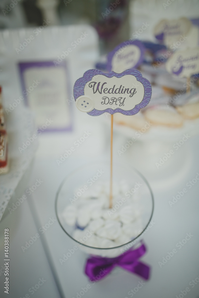 Beautiful sweets on buffet table with decorations Beautiful sweets on buffet table with decorations