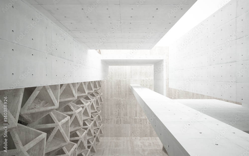 Obraz premium Abstract blue and black parametric interior with window. 3D illustration and rendering.