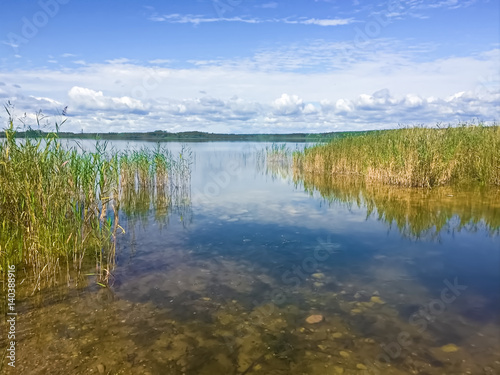 A river flowing into First Mustus Lake in Saskatchewan