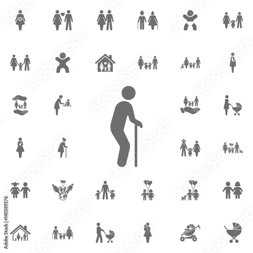 old man vector icon. Set of family icons