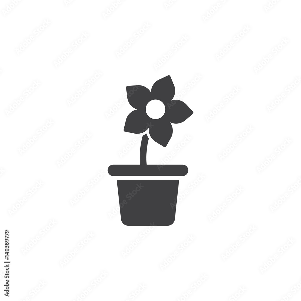 flower in the pot icons on the white background flower in the pot icons on the white background