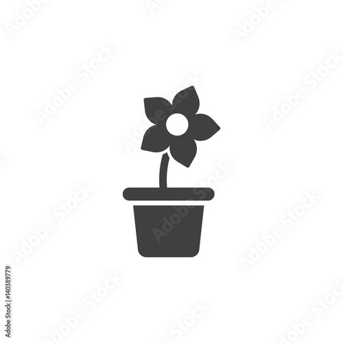 flower in the pot icons on the white background