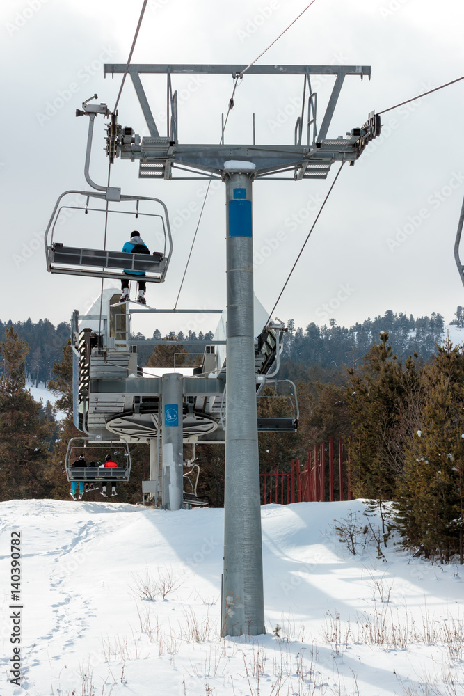 Ski Lift and Skier, Ski Resort Winter Season Ski Lift and Skier, Ski Resort Winter Season