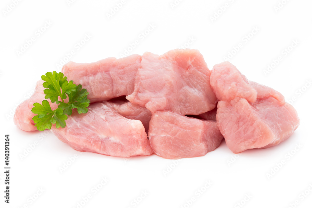 fresh meat on slice on the white background. fresh meat on slice on the white background.