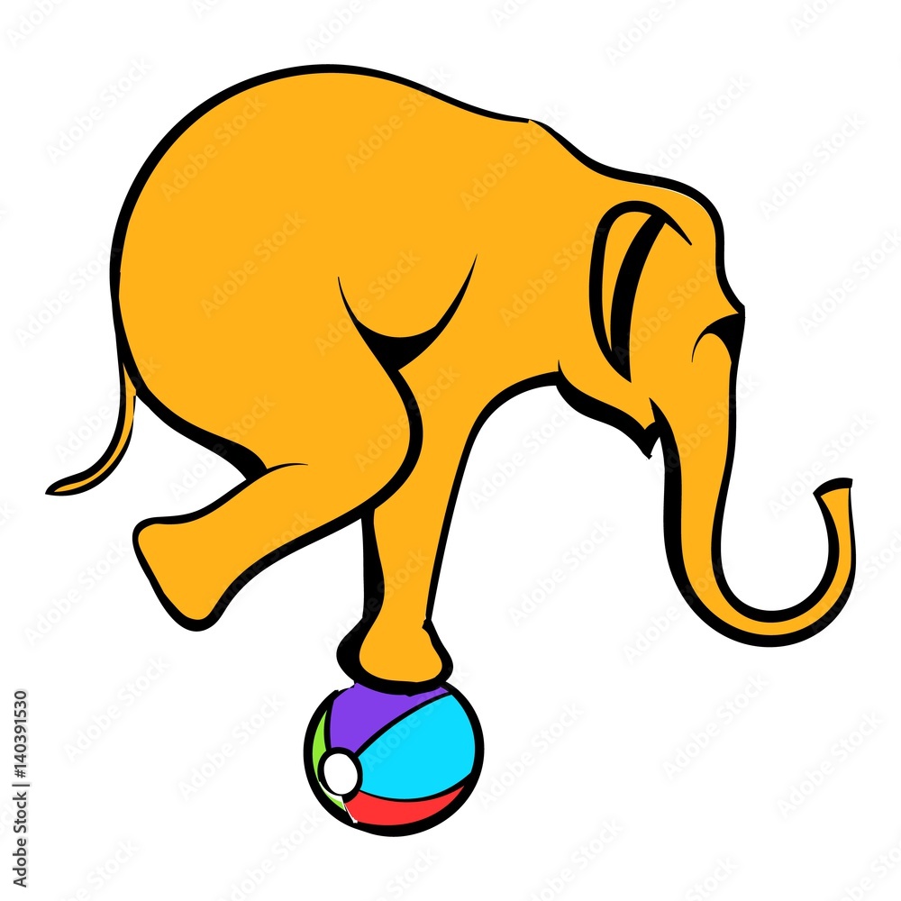 Circus elephant on the ball icon cartoon Stock Vector | Adobe Stock
