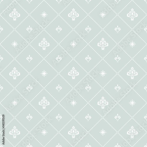 Seamless orient pattern. Traditional classic light blue and white ornament