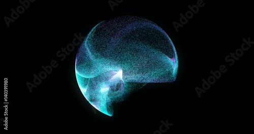 Abstract 4K Motion Background Loop With Particles And Sphere. Atom Science Technology,energy Circle Sphere Ball, power Wire Lines Curve. Abstract Animated Motion Graphic