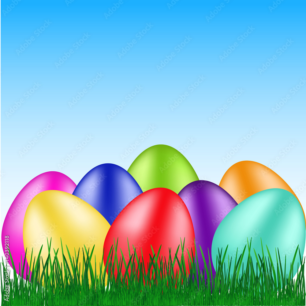 beautiful eggs on grass