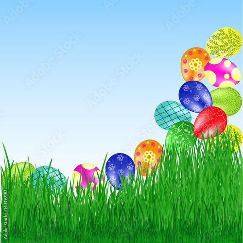 Easter eggs roll into the grass