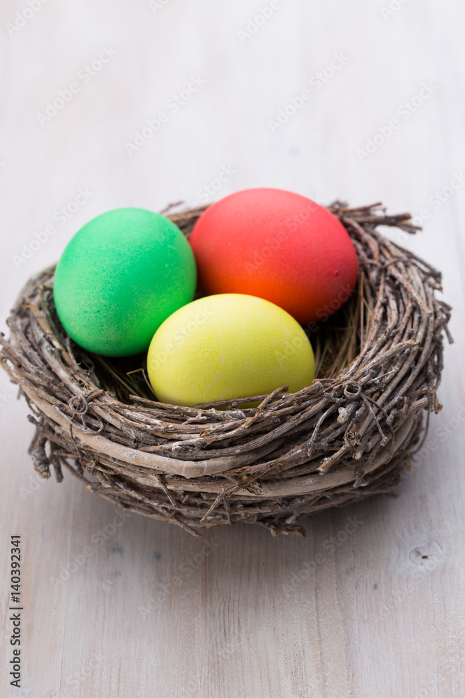 Easter eggs in the nest. Spring discount card. Easter eggs in the nest. Spring discount card.
