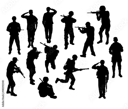 Soldier Military and Weapon Silhouettes, art vector design