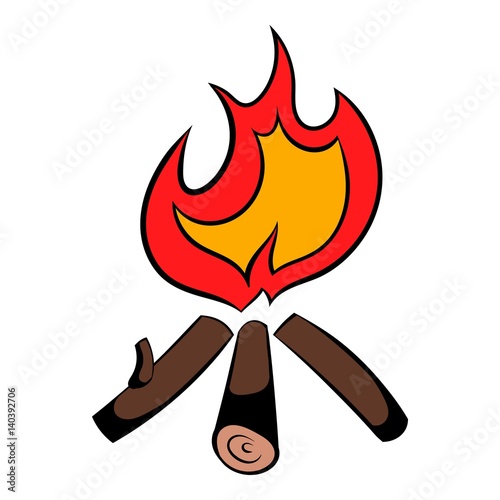 Burning bonfire icon, icon cartoon