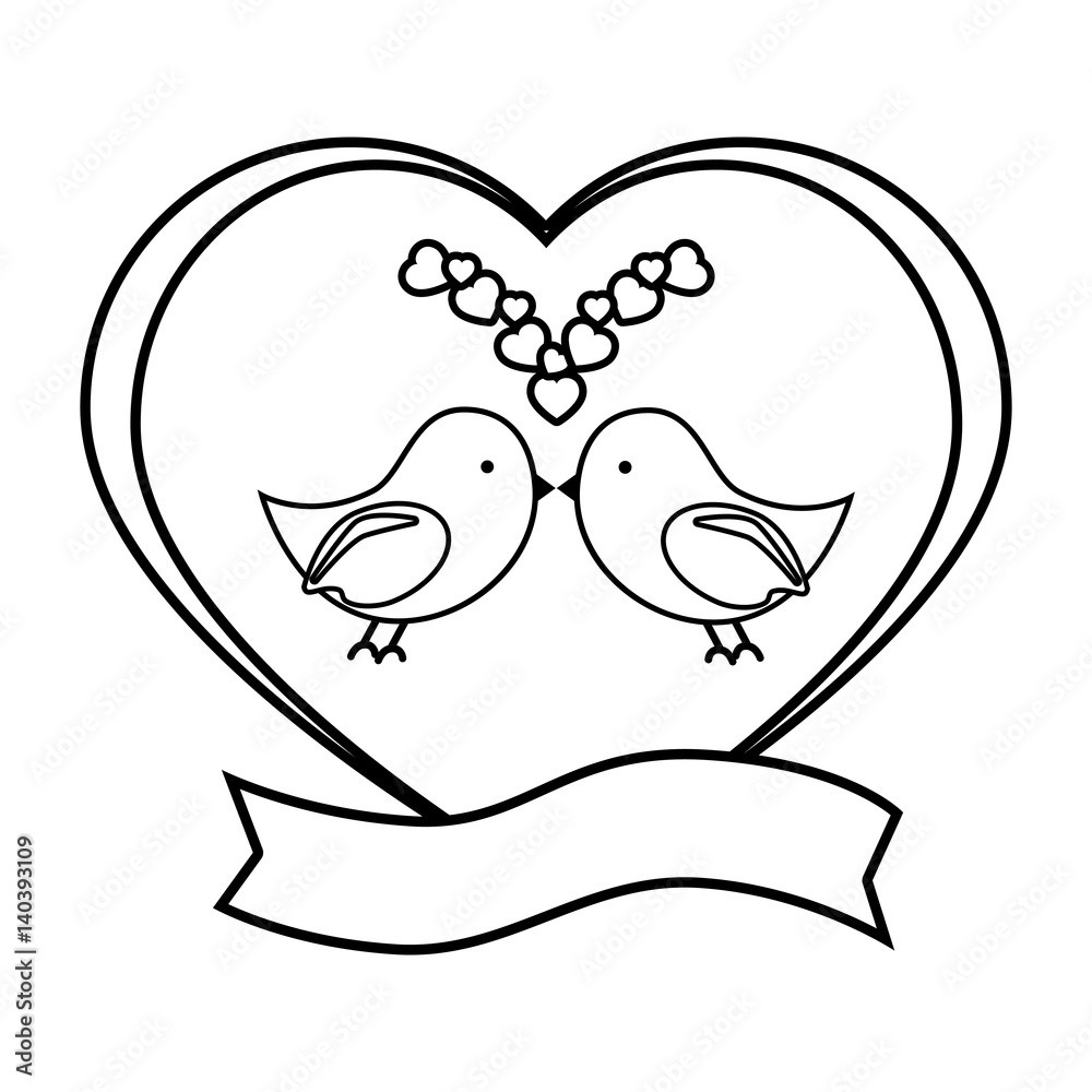 wedding birds romantic card vector illustration design