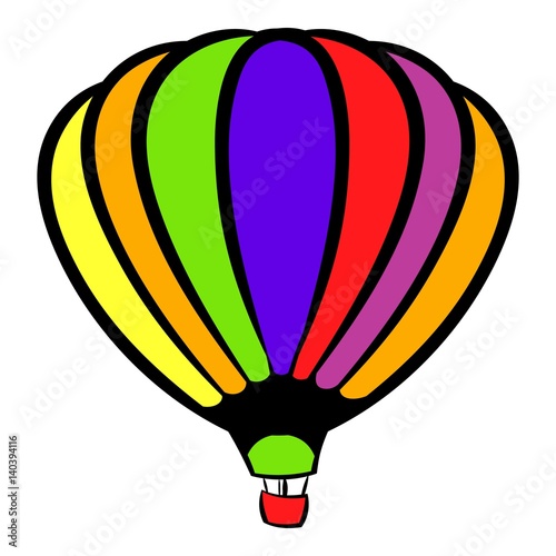 Bright air balloon icon, icon cartoon