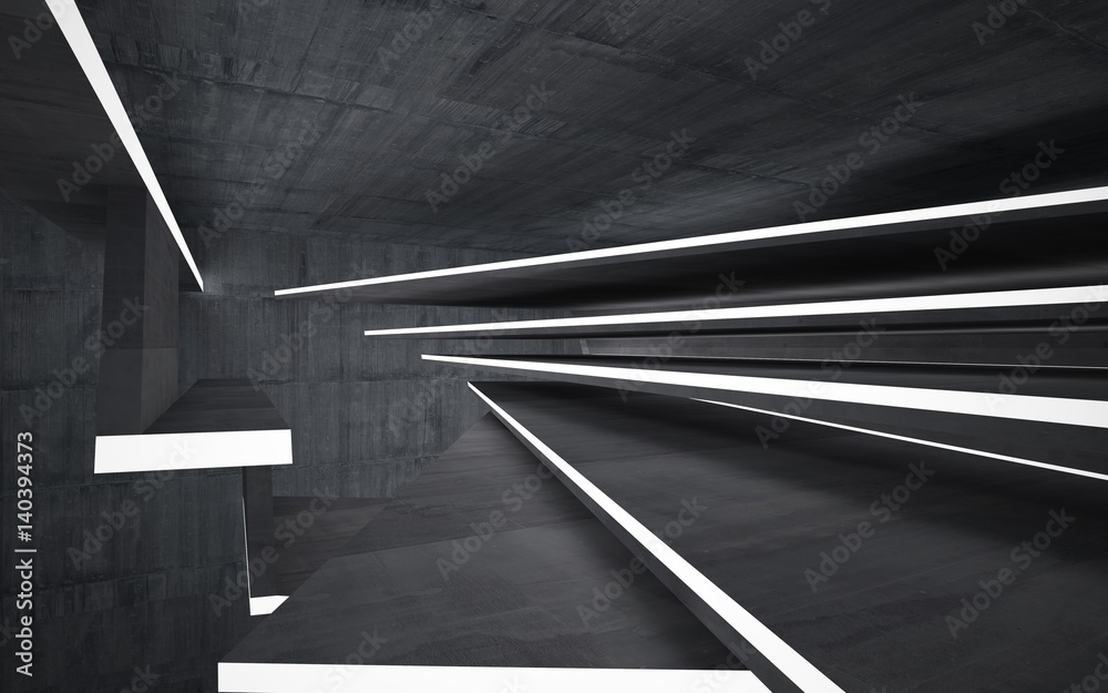 Empty dark abstract concrete and wood room smooth interior. Architectural background. Night view of the illuminated. 3D illustration and rendering Empty dark abstract concrete and wood room smooth interior. Architectural background. Night view of the illuminated. 3D illustration and rendering