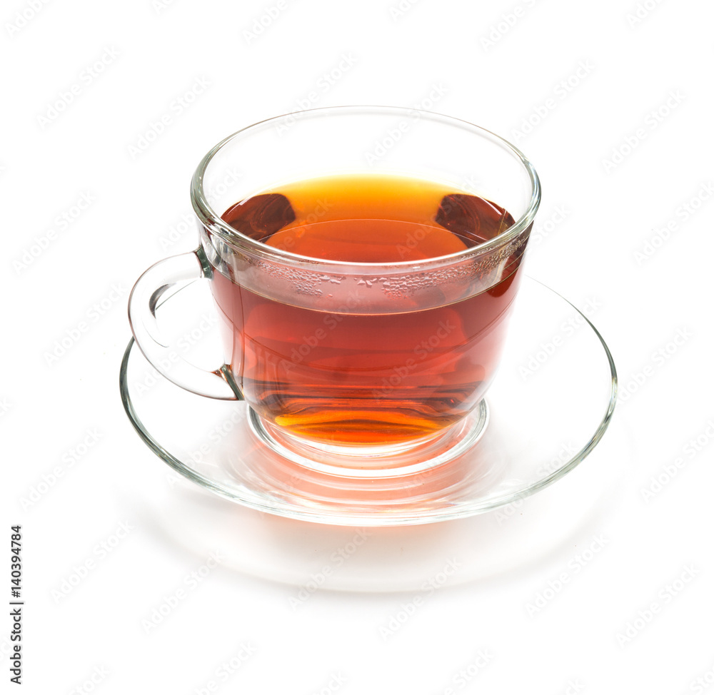 Isolated transparent cup of tea