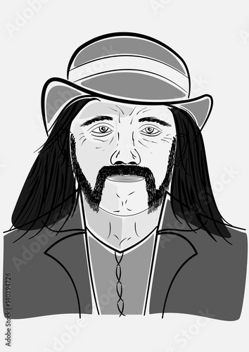 man in a hat with a beard and long hair