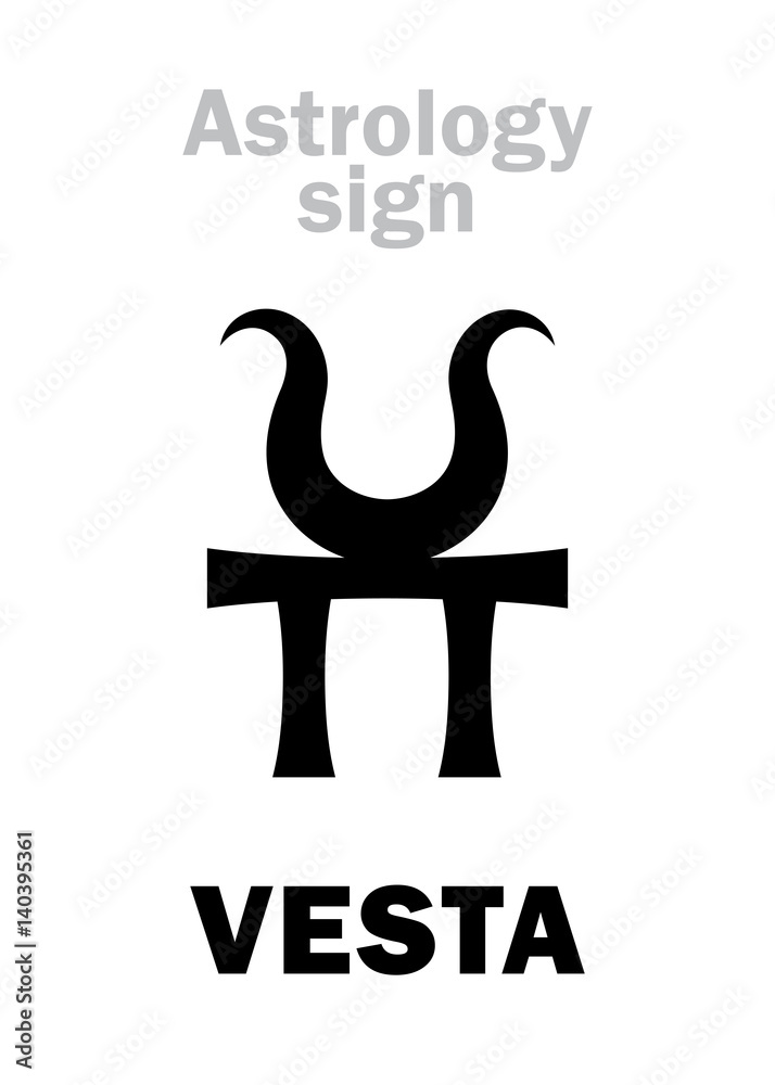 Astrology Alphabet: VESTA (Hestia), classic asteroid. Hieroglyphics  character sign (single symbol). Stock Vector | Adobe Stock