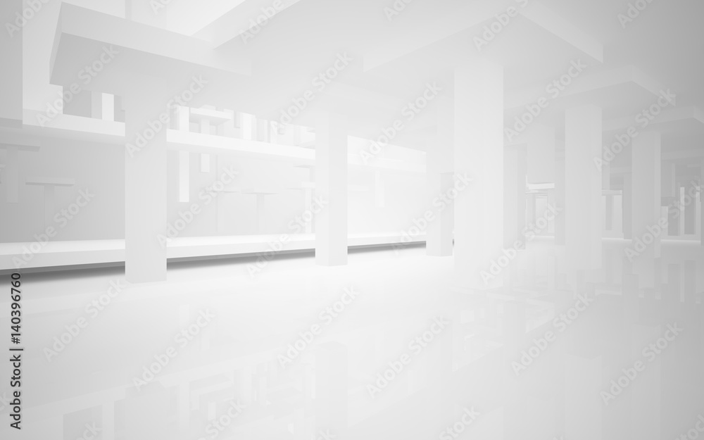 Abstract white and red parametric interior with window. 3D illustration and rendering. Abstract white and red parametric interior with window. 3D illustration and rendering.