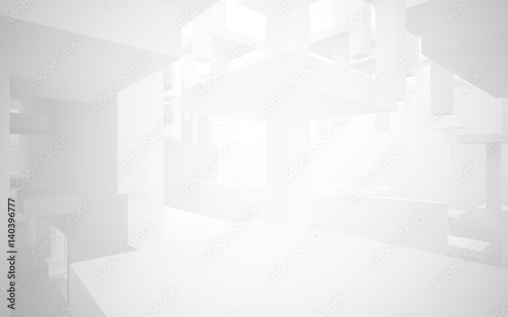 Abstract white, brown and yellow parametric interior with window. 3D illustration and rendering. Abstract white, brown and yellow parametric interior with window. 3D illustration and rendering.