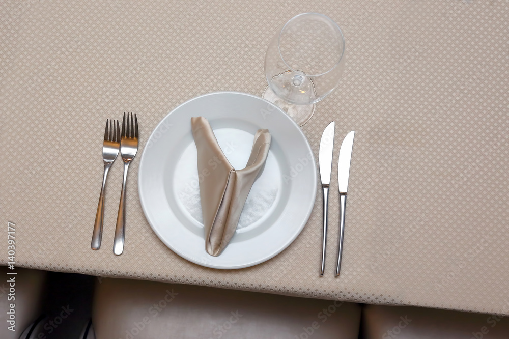 the table setting in restaurant closeup the table setting in restaurant closeup